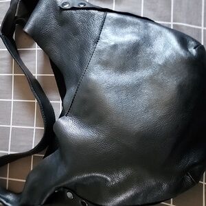Hammitt Tom Black Pebbled Leather Handbag with Gunmetal Hardware